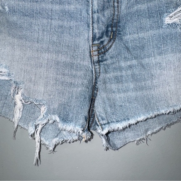 American Eagle Outfitters Light Blue Distressed Jean Shorts - Picture 2 of 7